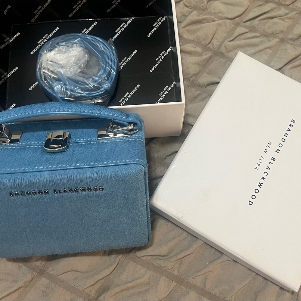 Brandon Blackwood Sky Blue Fur Mini Bag - Picture 5 of 6